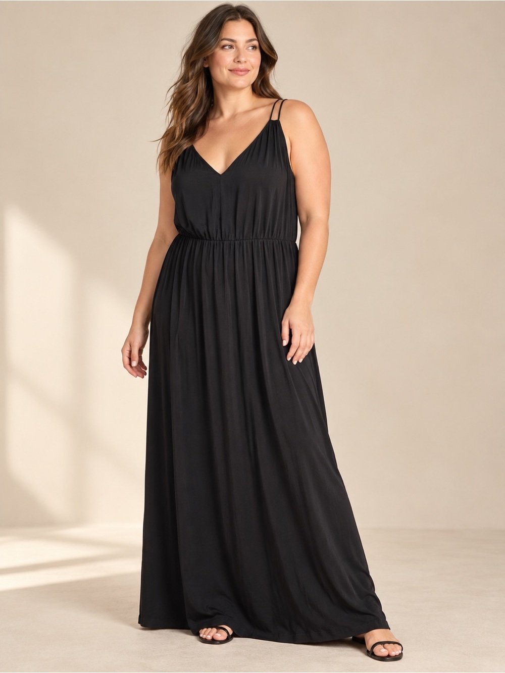 Vince Camuto Tropic Heat Black V-Neck Maxi Dress XL NWT